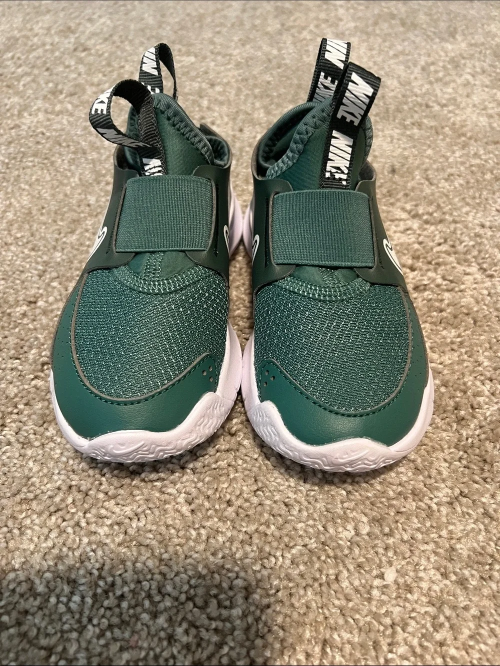 Nike Kids' Dark Green Slip-On Sneakers with White Soles